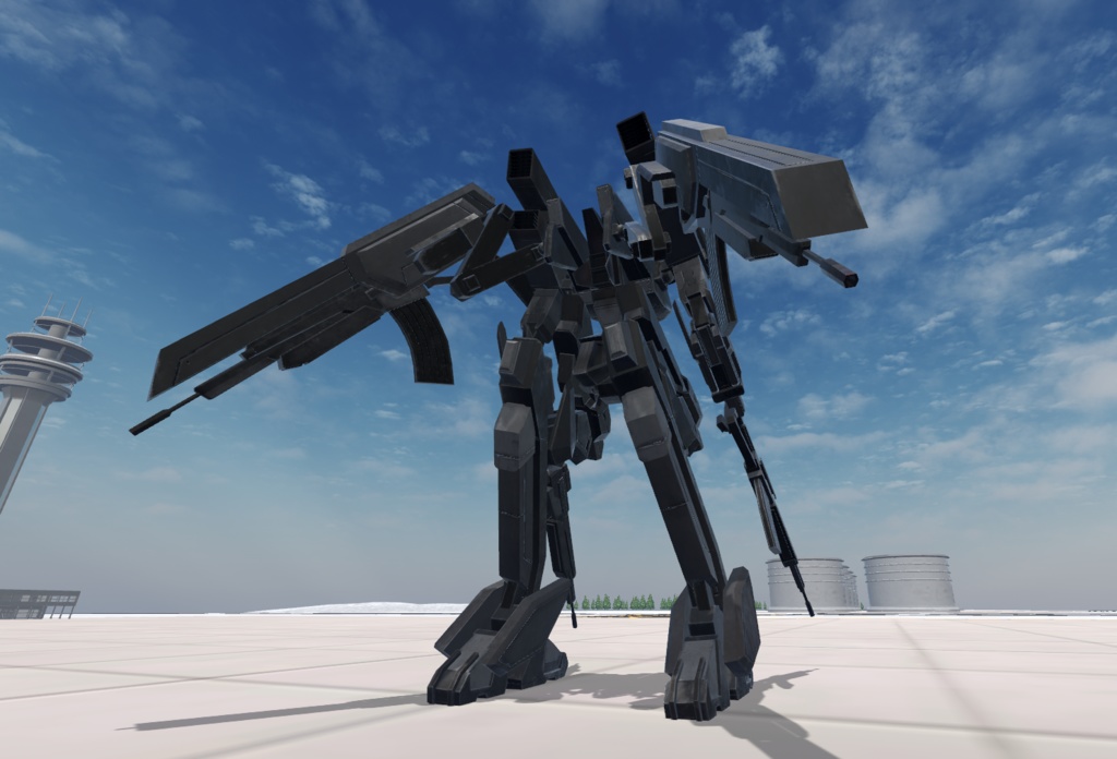 【VRChat想定】人型兵器(逆関節)BGGR05-Grizzly【簡易プラモデルギミック、操作可能3Dモデル】