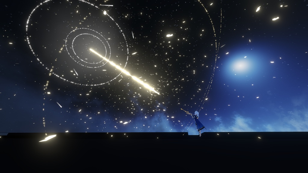 【VRChat想定MA対応+ワールドギミック】幻想花火魔法(氷、雷、光) 3種セット【パーティクル】