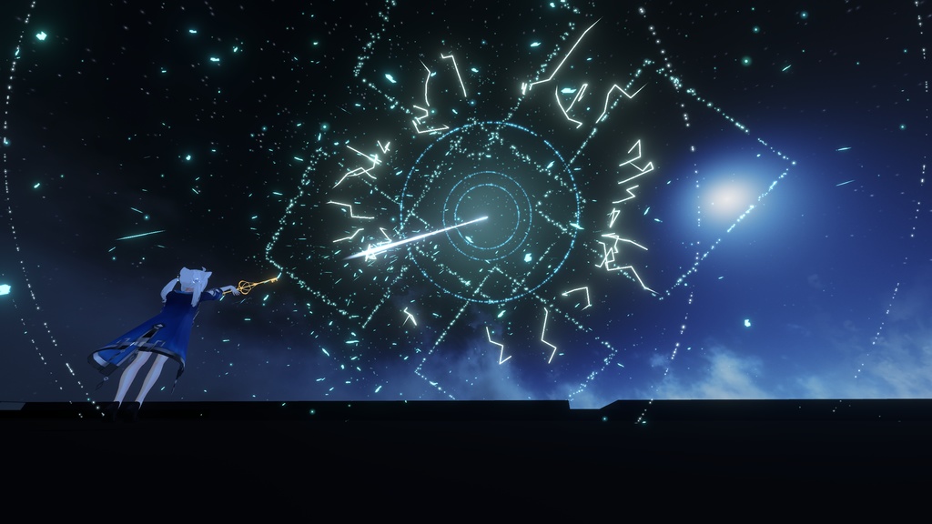 【VRChat想定MA対応+ワールドギミック】幻想花火魔法(氷、雷、光) 3種セット【パーティクル】