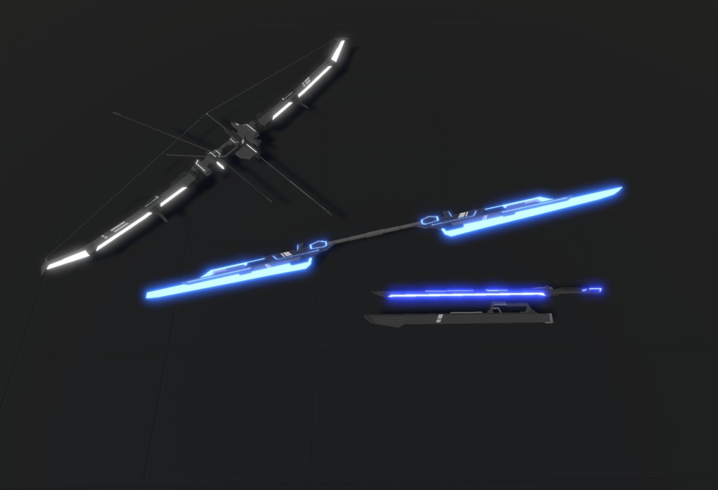 【VRChat想定MA対応】SFな武器セット+武器転送パーティクル【3Dモデル】