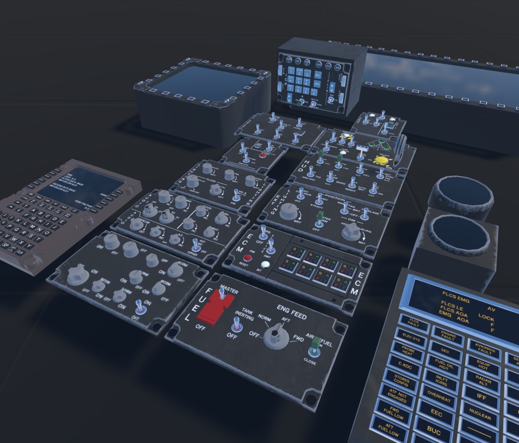 【VRChat想定】機体内装支援セット(お手軽内装品セット)【ロイヤリティフリーモデル】