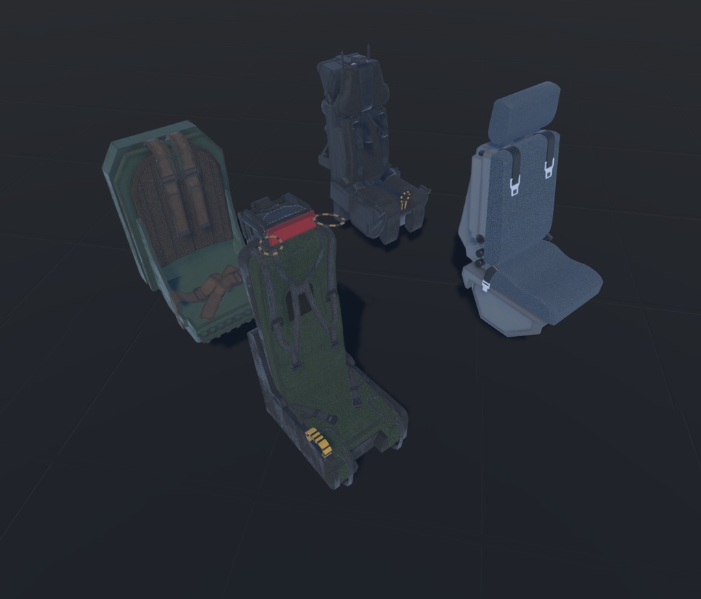 【VRChat想定】機体内装支援セット(お手軽内装品セット)【ロイヤリティフリーモデル】