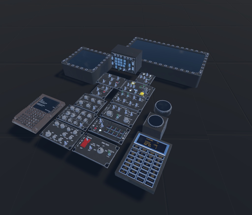 【VRChat想定】機体内装支援セット(お手軽内装品セット)【ロイヤリティフリーモデル】