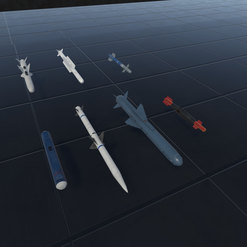 【VRChat想定】SSY Airplane Missile Set RF版(西、東、JP、欧州ミサイル合計35種セット)【ロイヤリティフリーモデル】