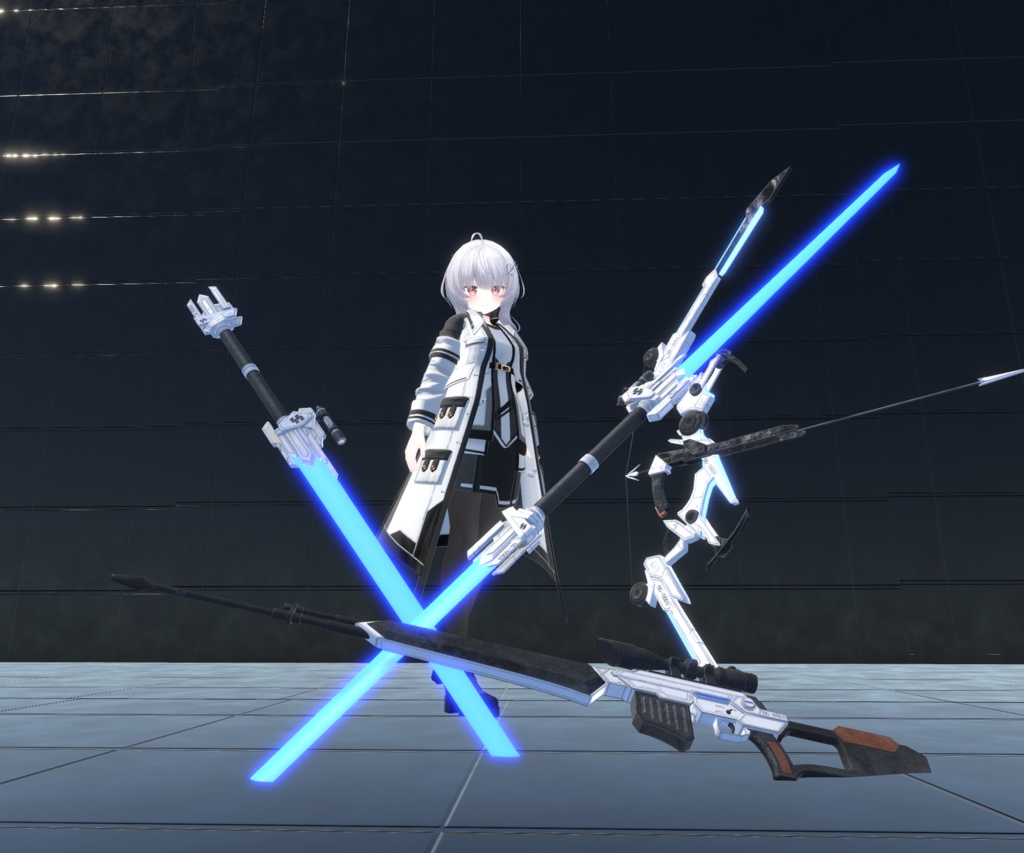 【VRChat想定MA対応】SFな武器セット2+転送パーティクル【3Dモデル】