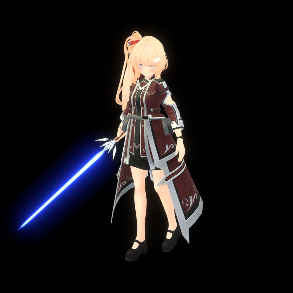 【16アバター、MA対応】ファンタジーな戦闘服+魔力剣「鳴息」【VRChat衣装3Dモデル】