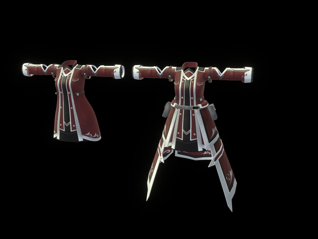 【16アバター、MA対応】ファンタジーな戦闘服【VRChat衣装3Dモデル】