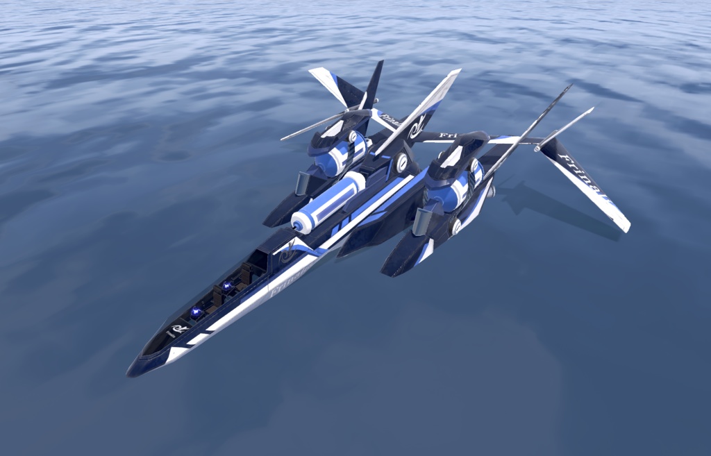 【VRChat想定】架空機 水で動く不思議飛行機「Frinalia(フリナリア)」【陸海空対応の飛行可能モデル】