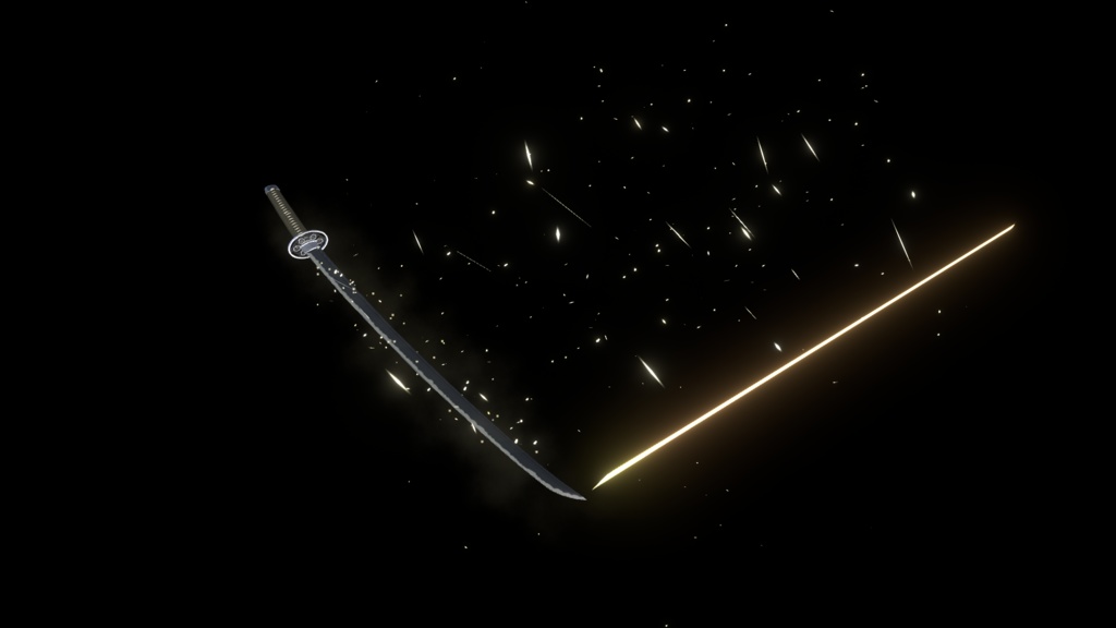 【VRChat想定MA対応】6属性の刀 転位刀「六花(りっか)」【パーティクル+3Dモデル】