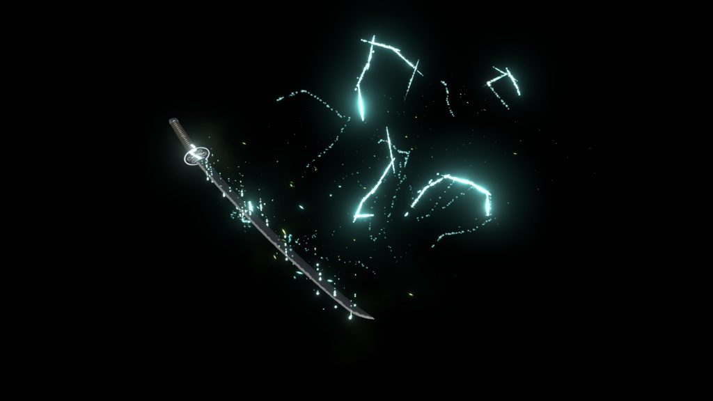 【VRChat想定MA対応】6属性の刀 転位刀「六花(りっか)」【パーティクル+3Dモデル】