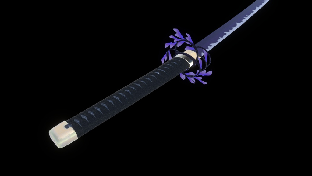 【VRChat想定MA対応】「藤の花」なアクセサリー&武器(8点セット)【3Dモデル】