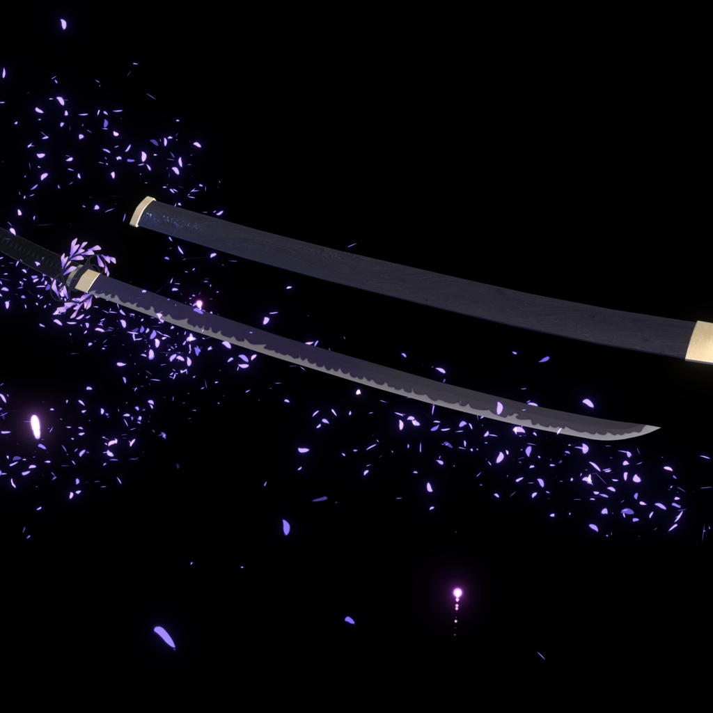 【VRChat想定MA対応】「藤の花」なアクセサリー&武器(8点セット)【3Dモデル】