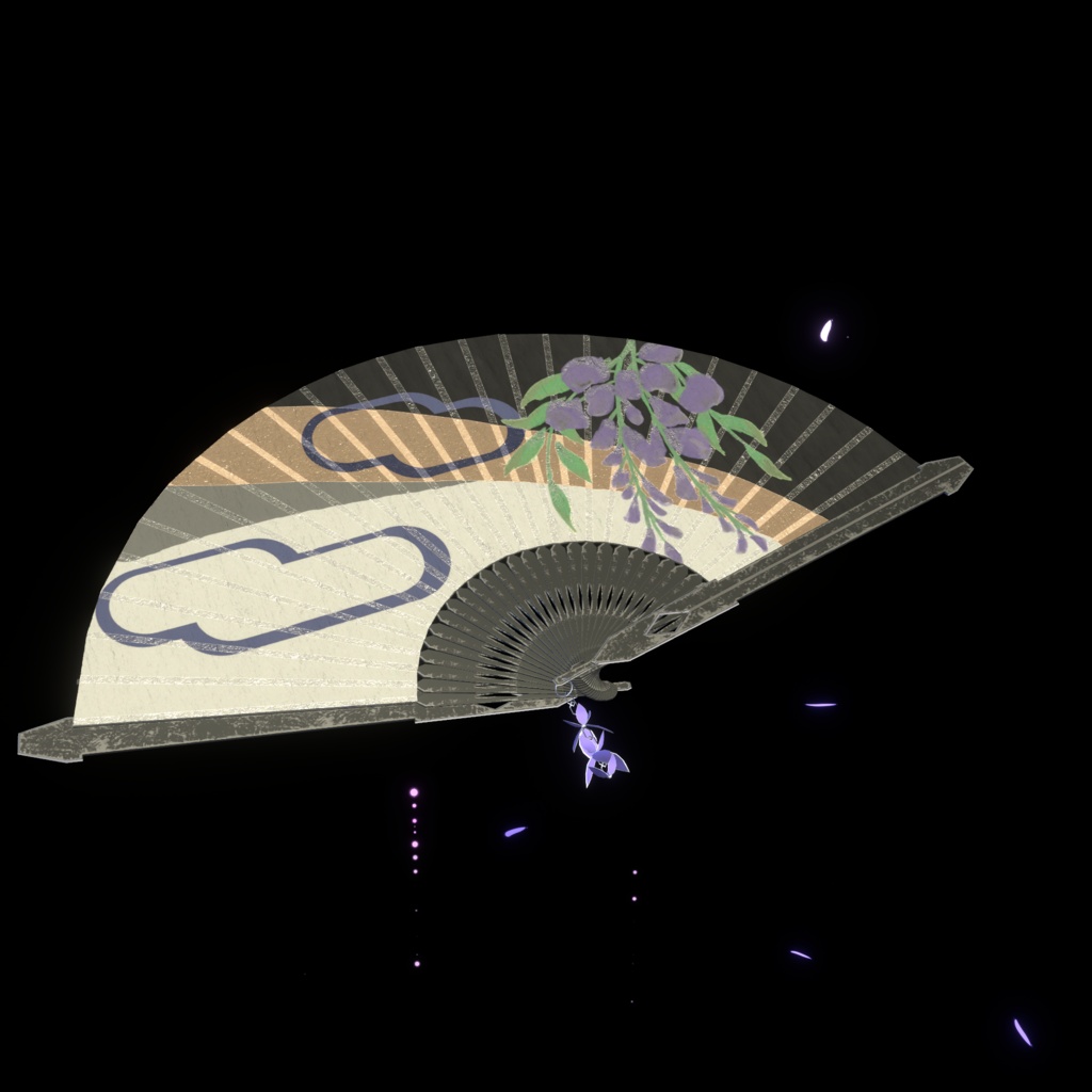 【VRChat想定MA対応】「藤の花」なアクセサリー&武器(8点セット)【3Dモデル】