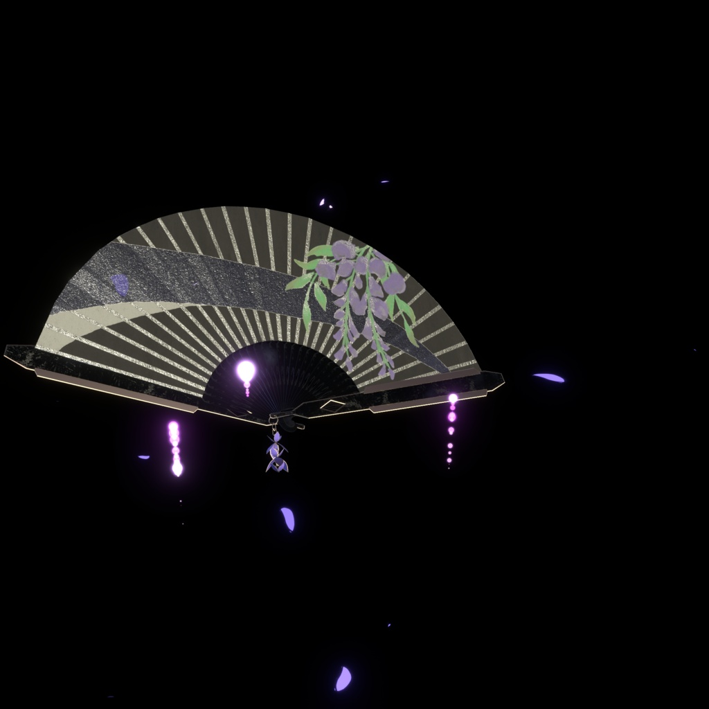 【VRChat想定MA対応】「藤の花」なアクセサリー&武器(8点セット)【3Dモデル】
