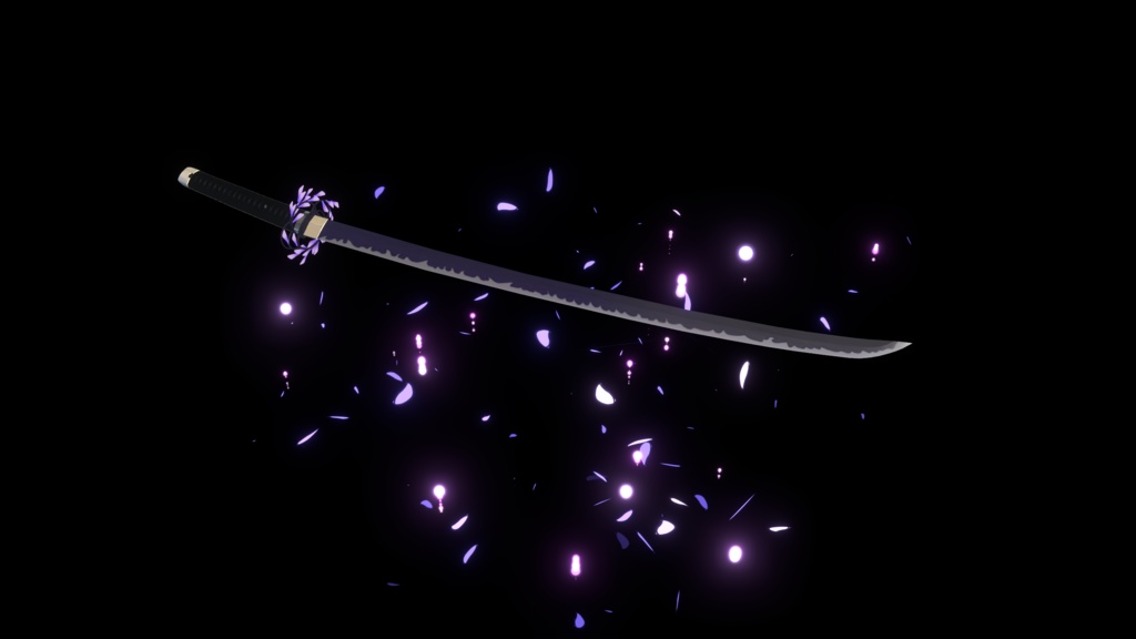 【VRChat想定MA対応】「藤の花」なアクセサリー&武器(8点セット)【3Dモデル】