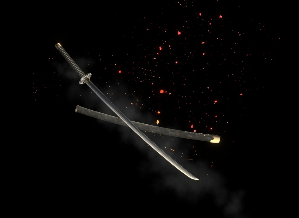 【VRChat想定MA対応】四季刀「巡十字」+四季扇「巡り舞姫」【3Dモデル+パーティクル+抜刀ギミック】