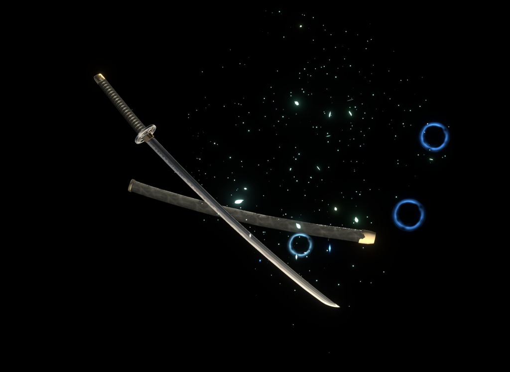 【VRChat想定MA対応】四季刀「巡十字」+四季扇「巡り舞姫」【3Dモデル+パーティクル+抜刀ギミック】