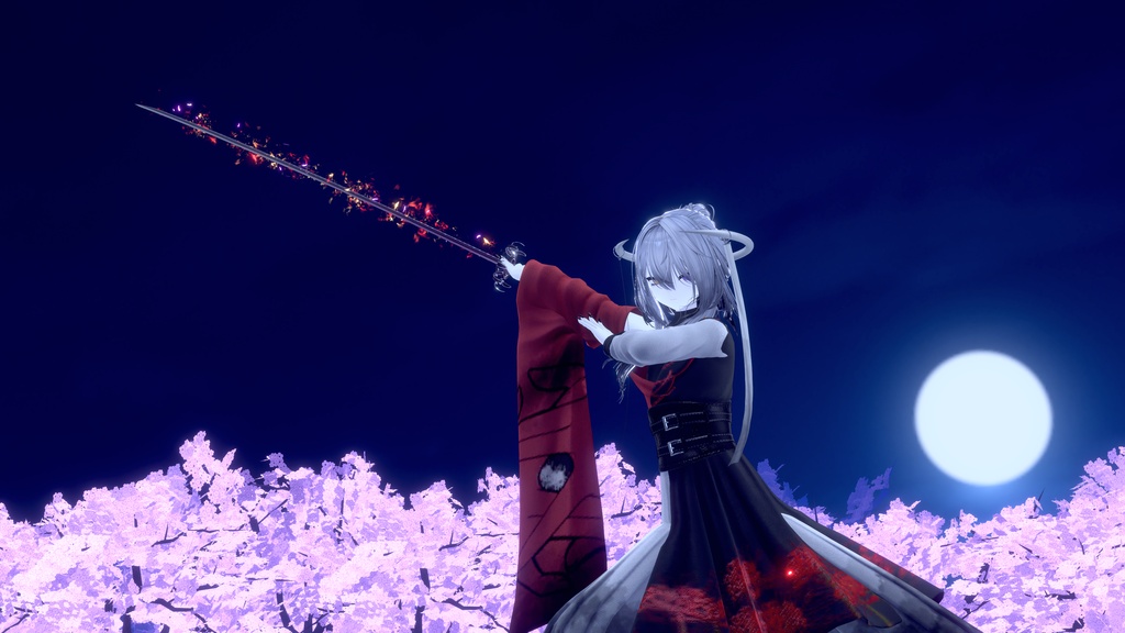 【VRChat想定MA対応】彼岸花の大太刀「天蓋花」《朝》【3Dモデル+パーティクル】