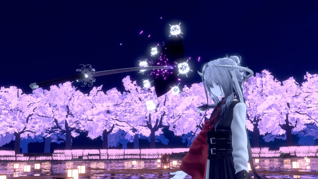 【VRChat想定MA対応】彼岸花の大太刀「天蓋花」《朝》【3Dモデル+パーティクル】