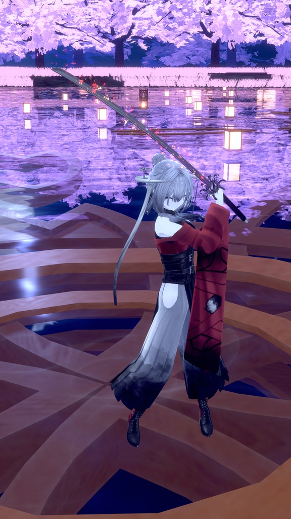 【VRChat想定MA対応】彼岸花の大太刀「天蓋花」《朝》【3Dモデル+パーティクル】