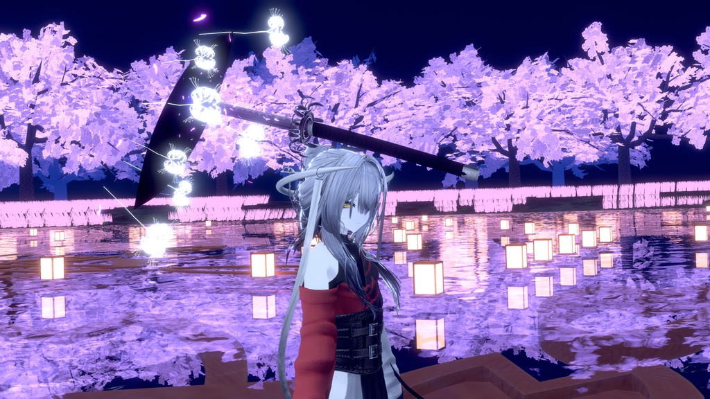【VRChat想定MA対応】彼岸花の大太刀「天蓋花」《朝》【3Dモデル+パーティクル】