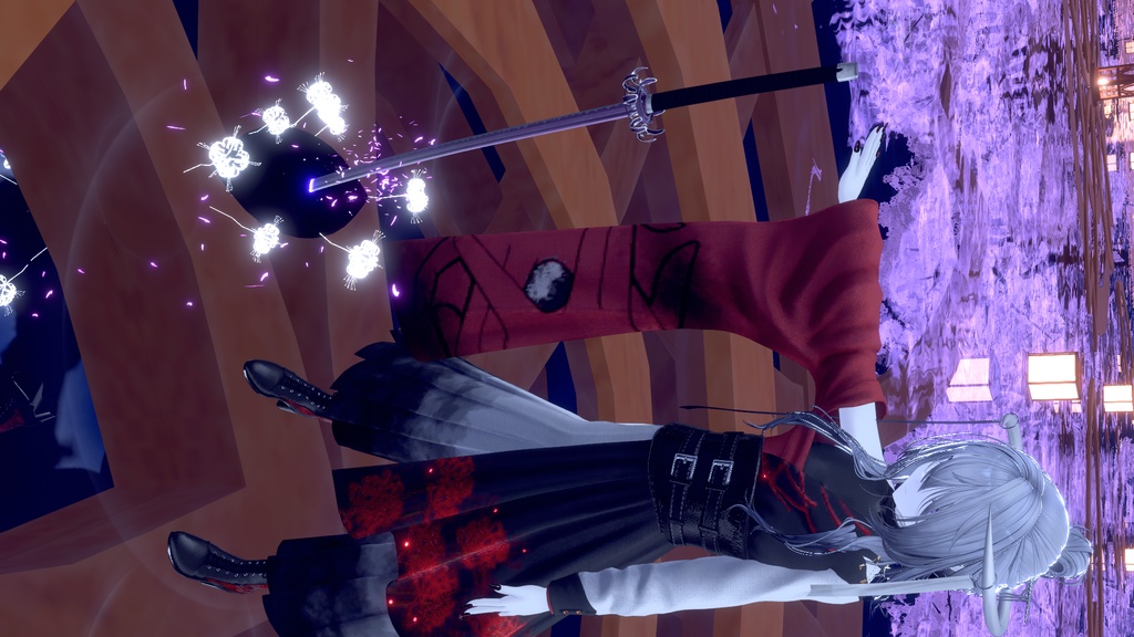 【VRChat想定MA対応】彼岸花の大太刀「天蓋花」《朝》【3Dモデル+パーティクル】