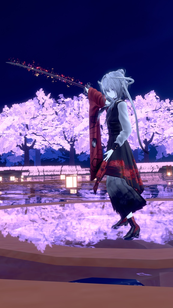 【VRChat想定MA対応】彼岸花の大太刀「天蓋花」《朝》【3Dモデル+パーティクル】