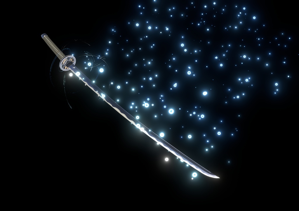 【VRChat想定MA対応】十二星座の刀、星の扇「十二星月」「舞星天」【3Dモデル+パーティクル】