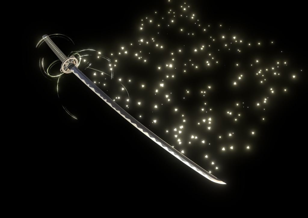 【VRChat想定MA対応】十二星座の刀、星の扇「十二星月」「舞星天」【3Dモデル+パーティクル】