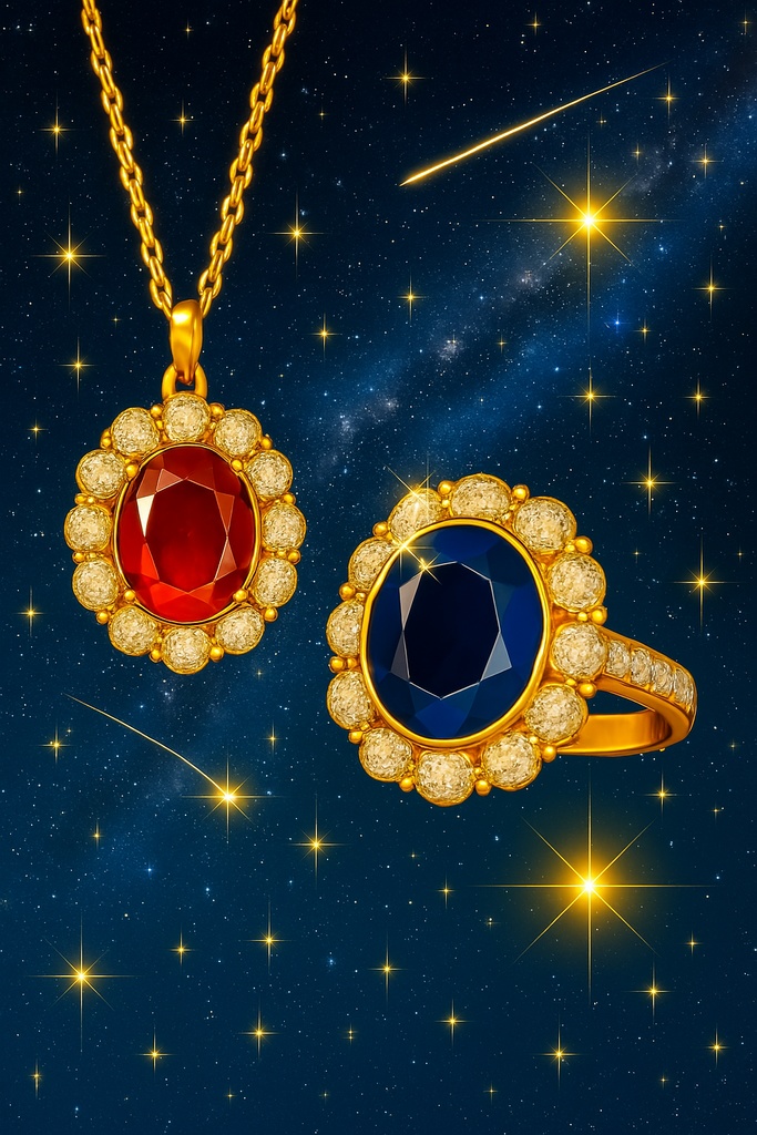星の輝きをまとったジュエリーイラスト