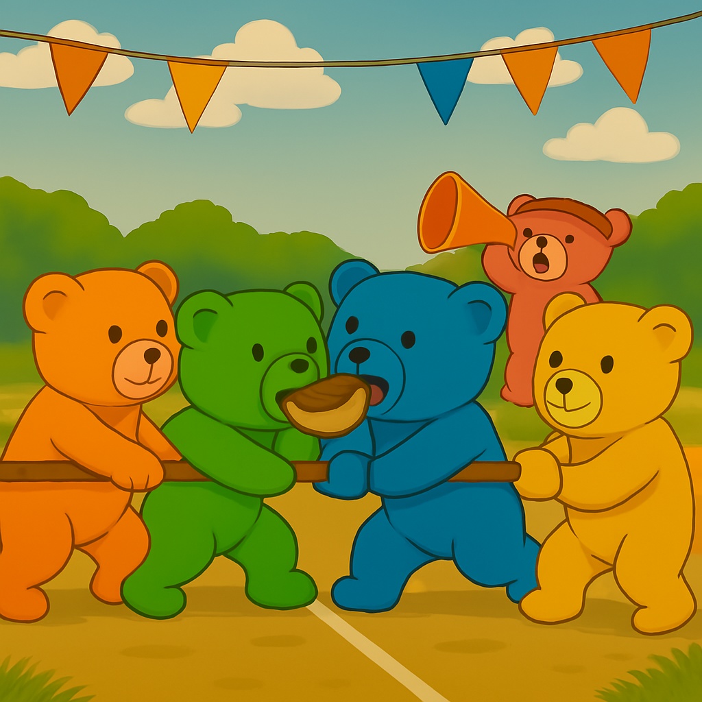 ちびクマの綱引き