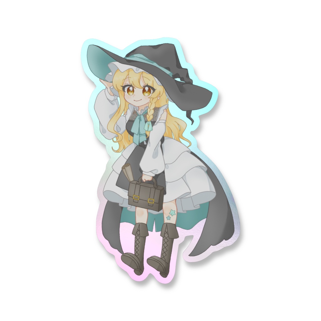魔理沙ちゃんオーロラスマホステッカー