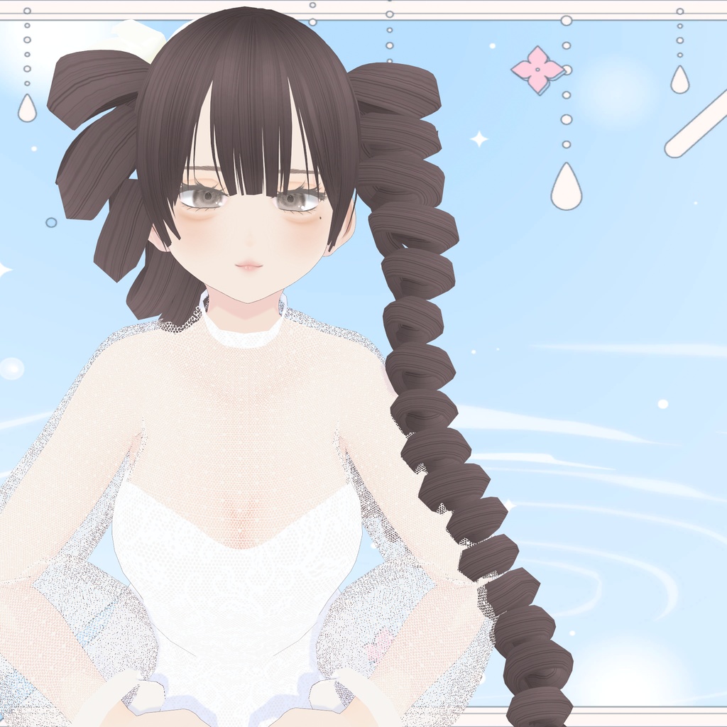 【VRoid】ロングツインドリルヘアー|Aloe Drill-like long twin tails