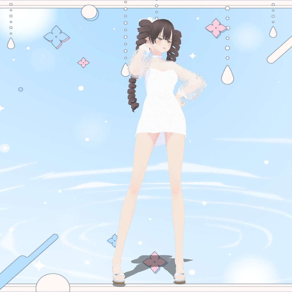 【VRoid】ロングツインドリルヘアー|Aloe Drill-like long twin tails