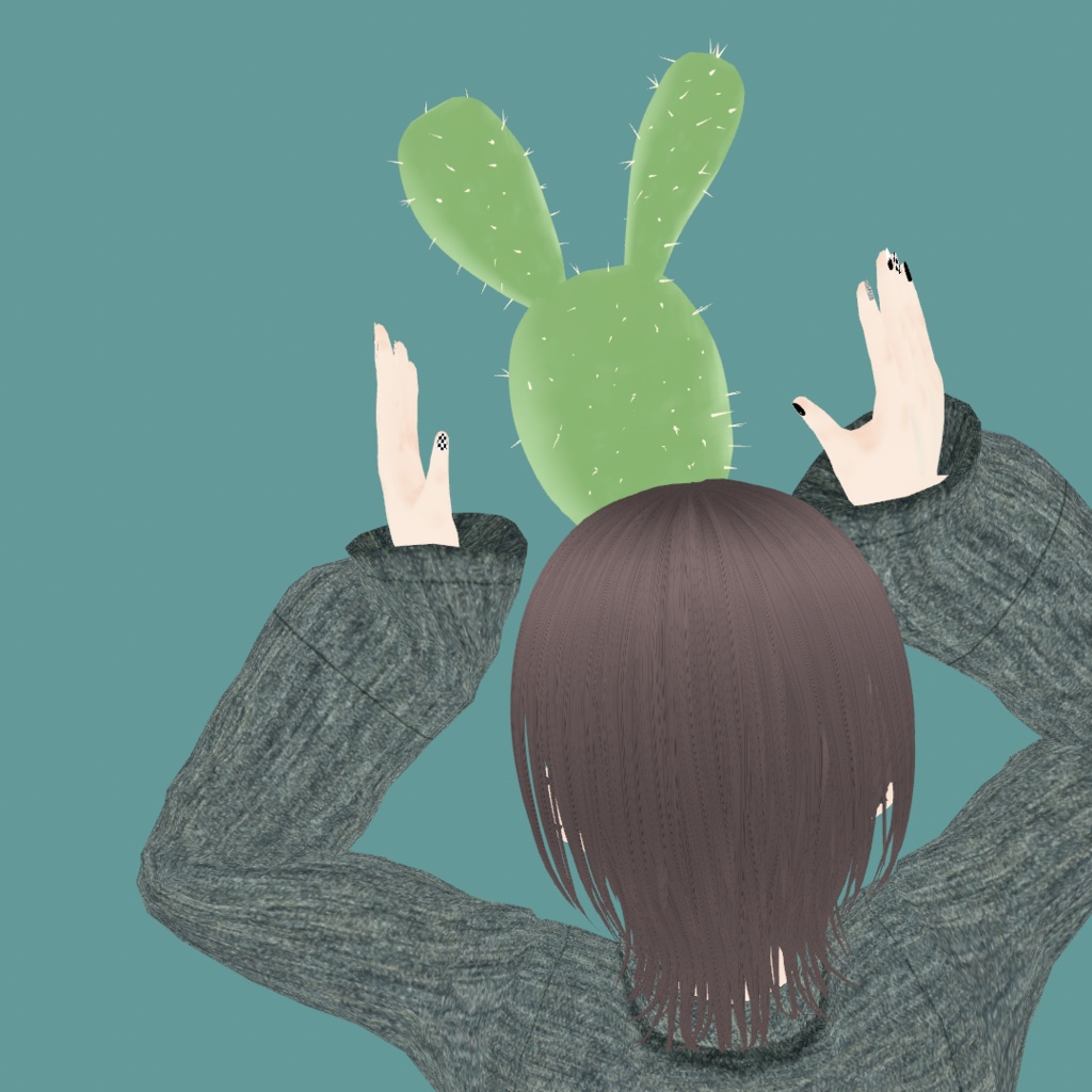 【VRoid】頭からウチワサボテン|Opuntia growing out of the head