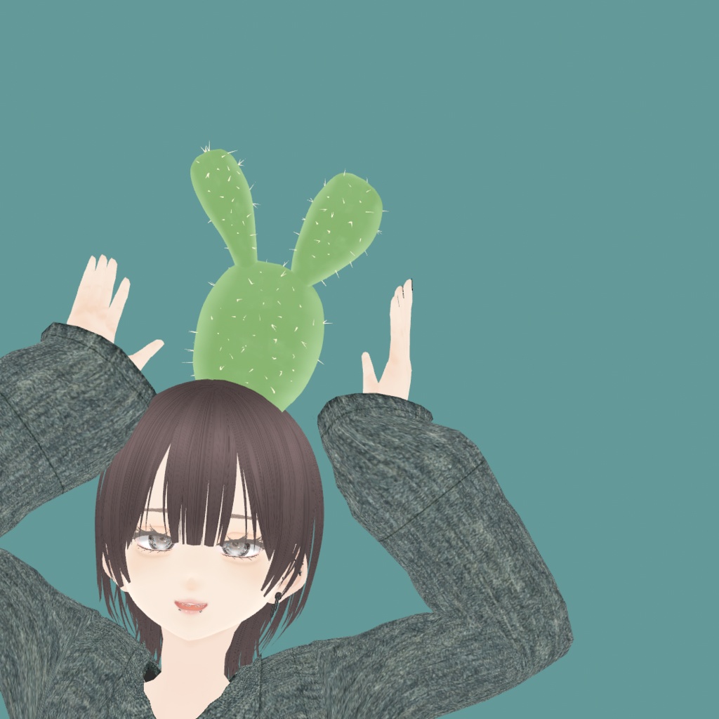 【VRoid】頭からウチワサボテン|Opuntia growing out of the head