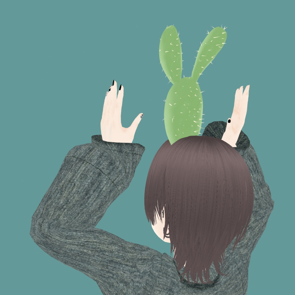 【VRoid】頭からウチワサボテン|Opuntia growing out of the head