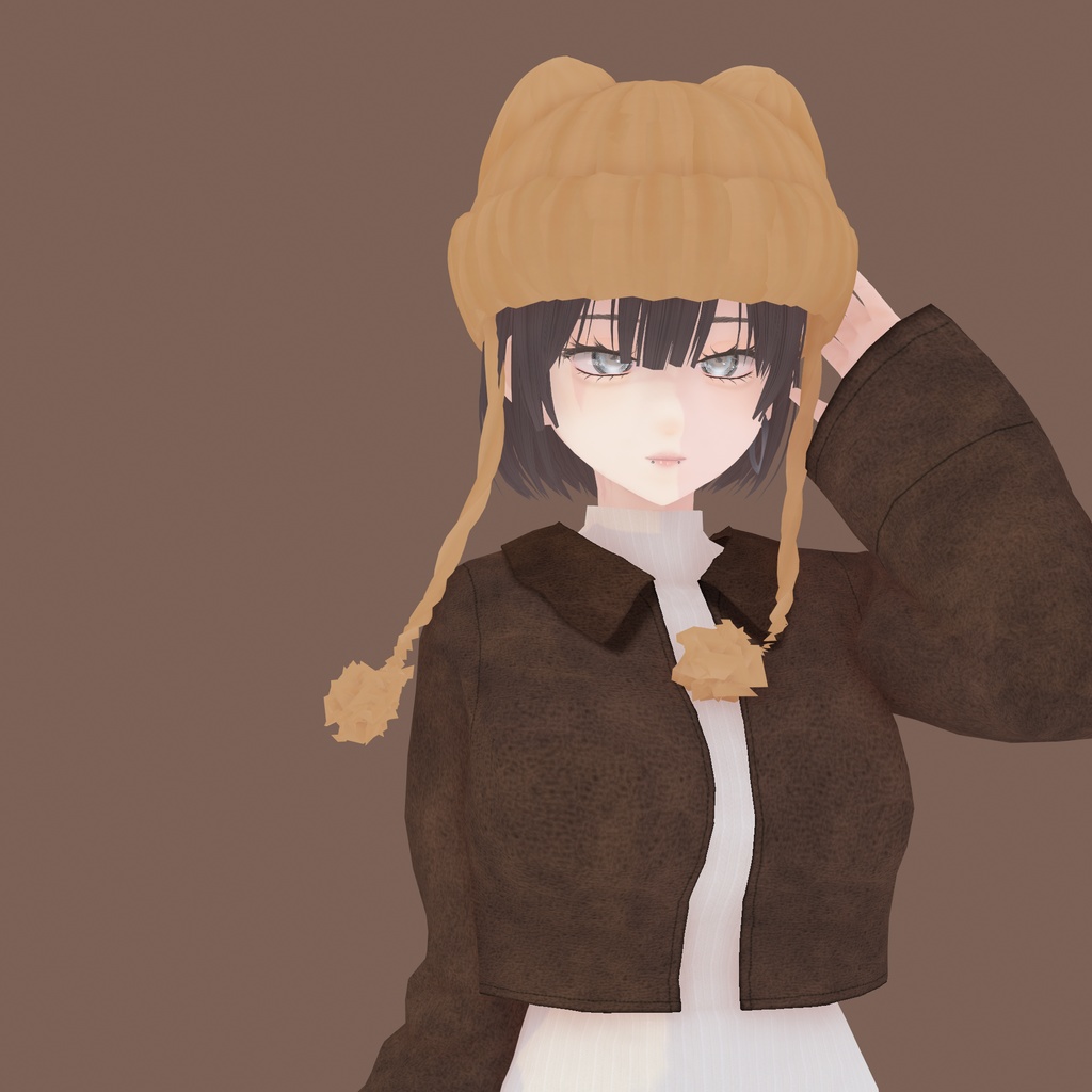 【VRoid衣装】アロエ猫耳ニット帽A・全5色|Aloe cat ear knit hat TypeA