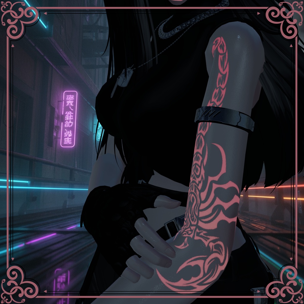 【森羅対応】Glow tattoo Skull & Scorpion