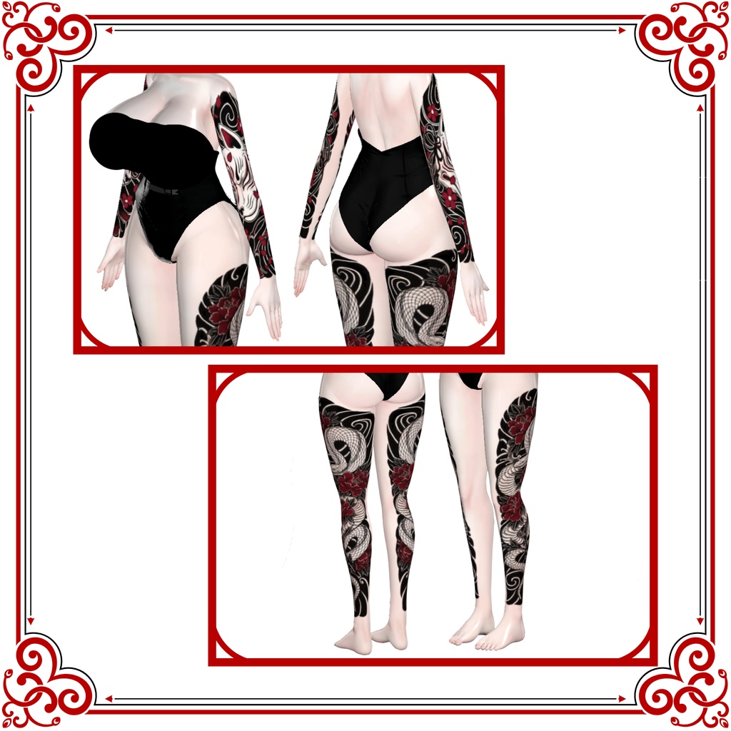 【ルミナ対応】Tattoo texture 狐面と花蛇