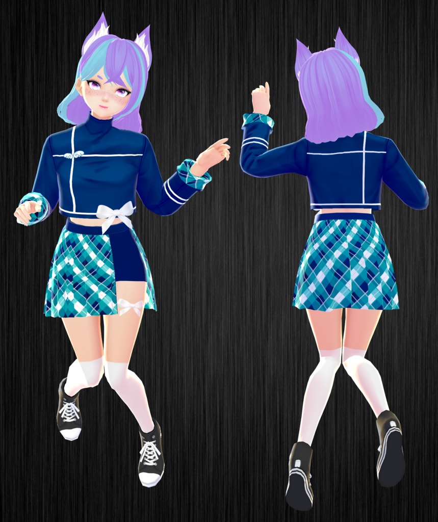 Cute Blue Plaid Set