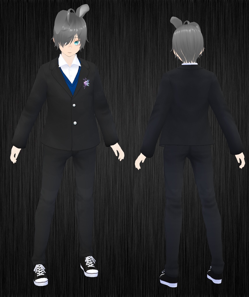 Blue - Black Flower Suit