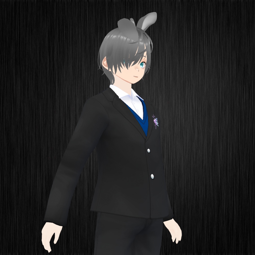 Blue - Black Flower Suit