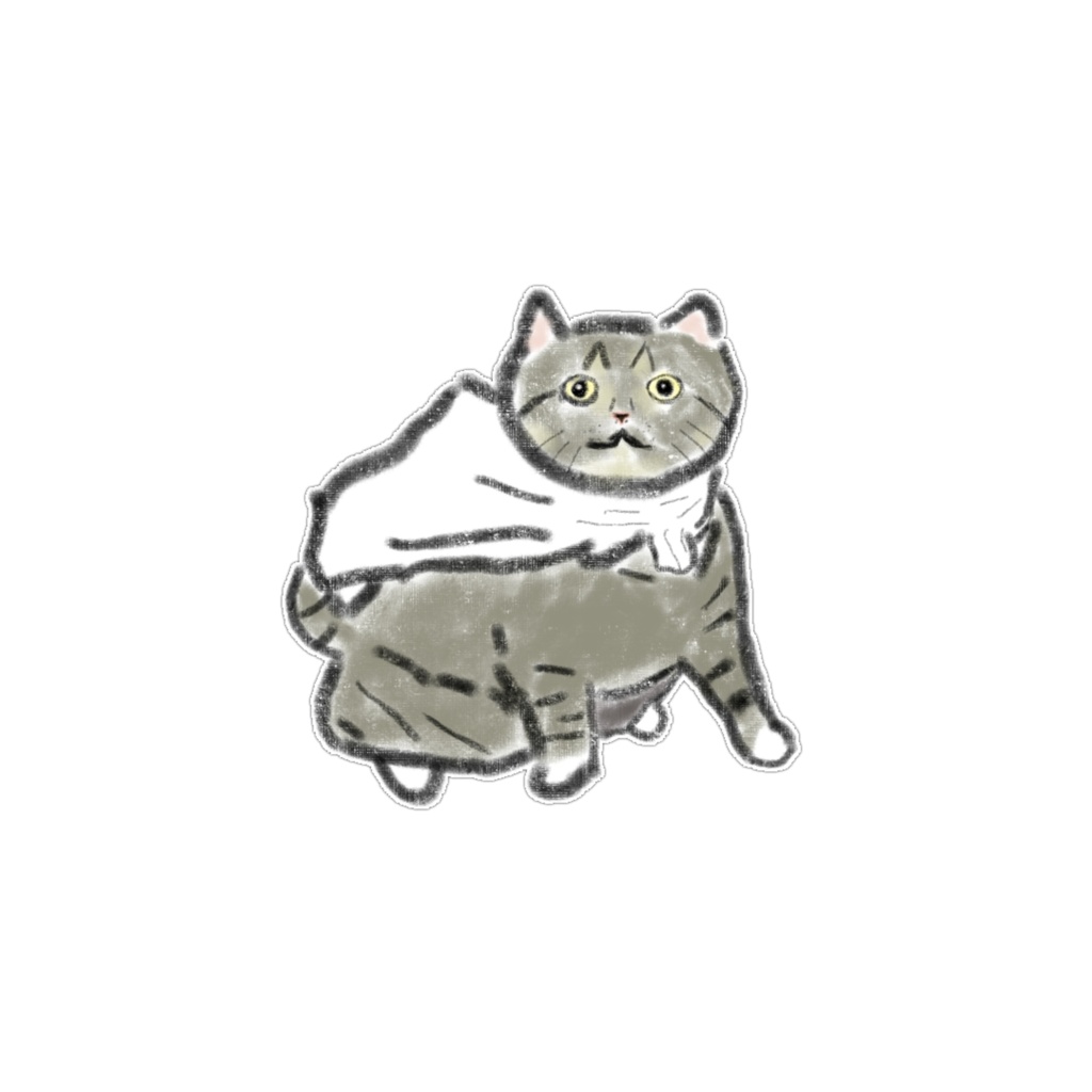 【PNG素材】シュールで可愛い黒猫&灰猫のイラスト15種セット【デジタルステッカー/Web用】