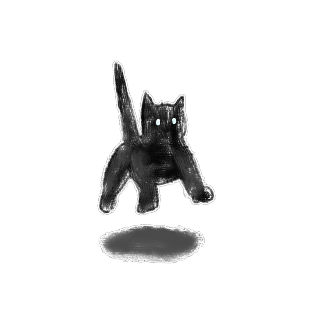 【PNG素材】シュールで可愛い黒猫&灰猫のイラスト15種セット【デジタルステッカー/Web用】