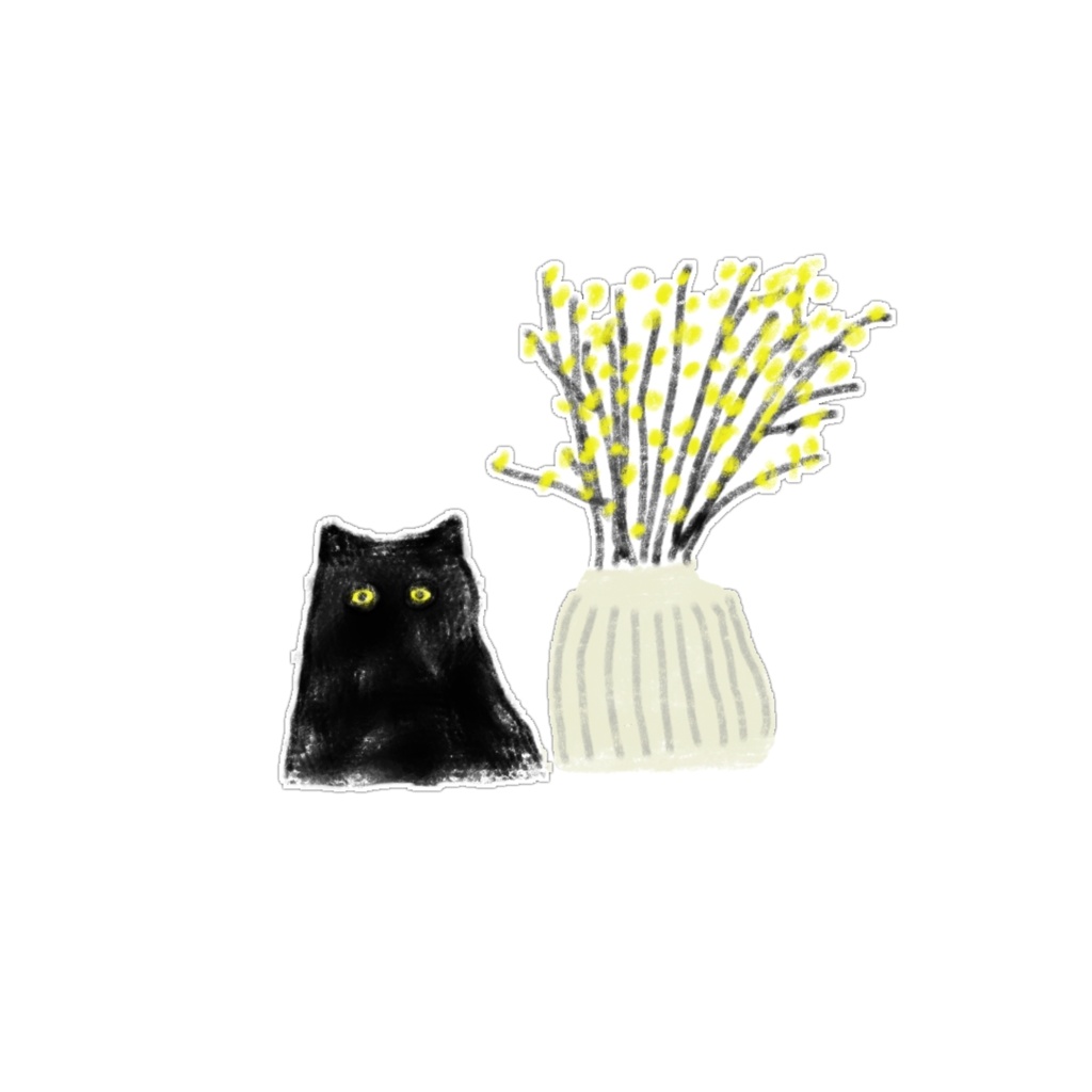 【PNG素材】シュールで可愛い黒猫&灰猫のイラスト15種セット【デジタルステッカー/Web用】