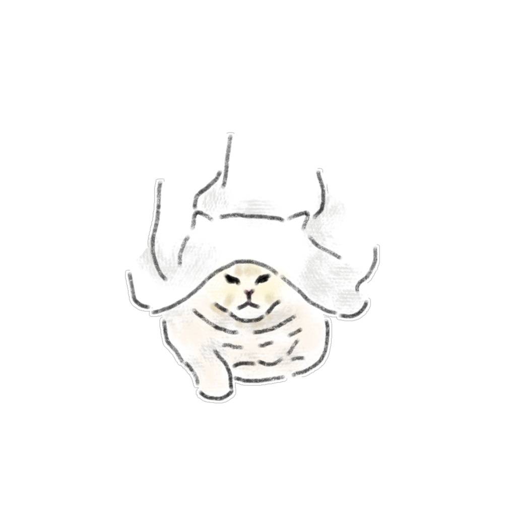 【PNG素材】愛らしくてシュールな猫のイラスト15種セット【デジタルステッカー/Web用】