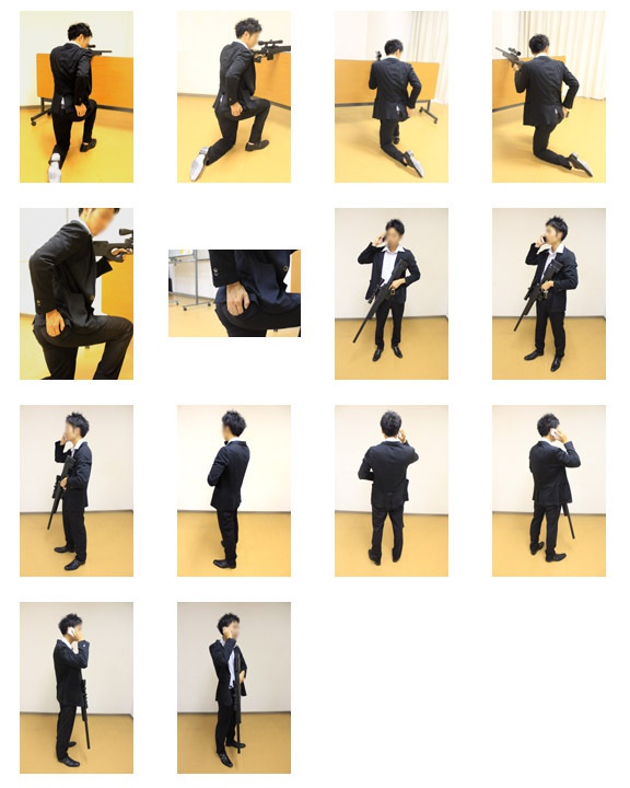 左利きキャラのためのライフルポーズモデル集 vol.7 <後ろポケットを探る/銃を下して電話>