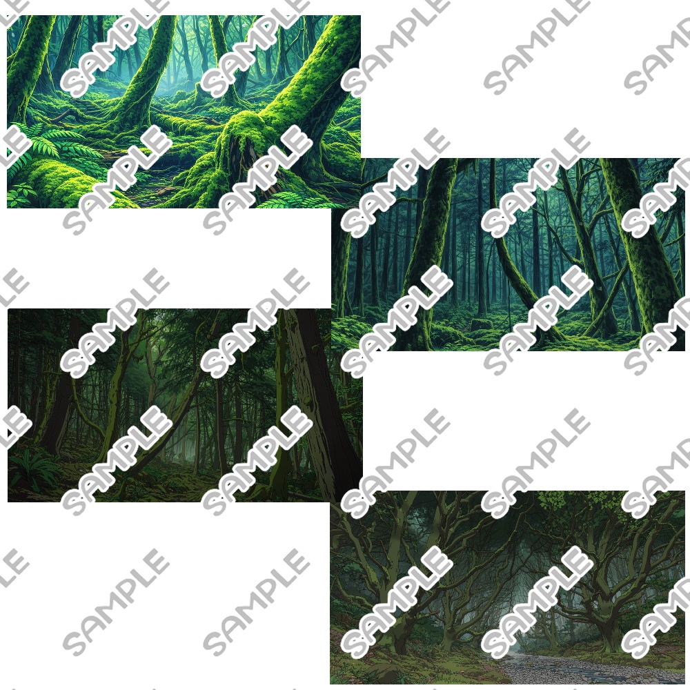 【フリー素材】樹海のイラスト素材【カラー/モノクロ】