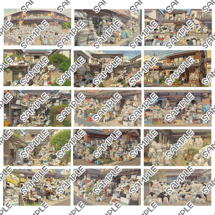 【背景素材集】ゴミ屋敷 カラー/モノクロ 合計30種